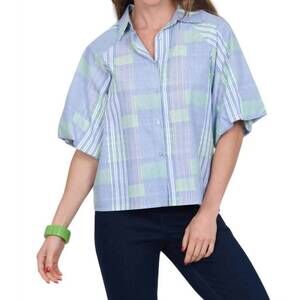 NEW LIOR halo short sleeve collar neck top in baby blue